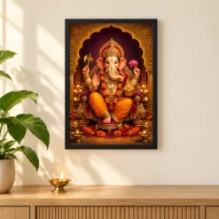 Ganesh Chaturthi — Festival Pandal Blessings Frame — black frame pooja shelf