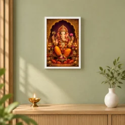 Ganesh Chaturthi — Festival Pandal Blessings Frame — white frame distant wall