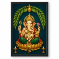 Ganesha — Main Entrance Blessings Frame — black frame clean