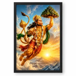 Veer Hanuman — Sanjeevani Mountain Frame — black frame clean