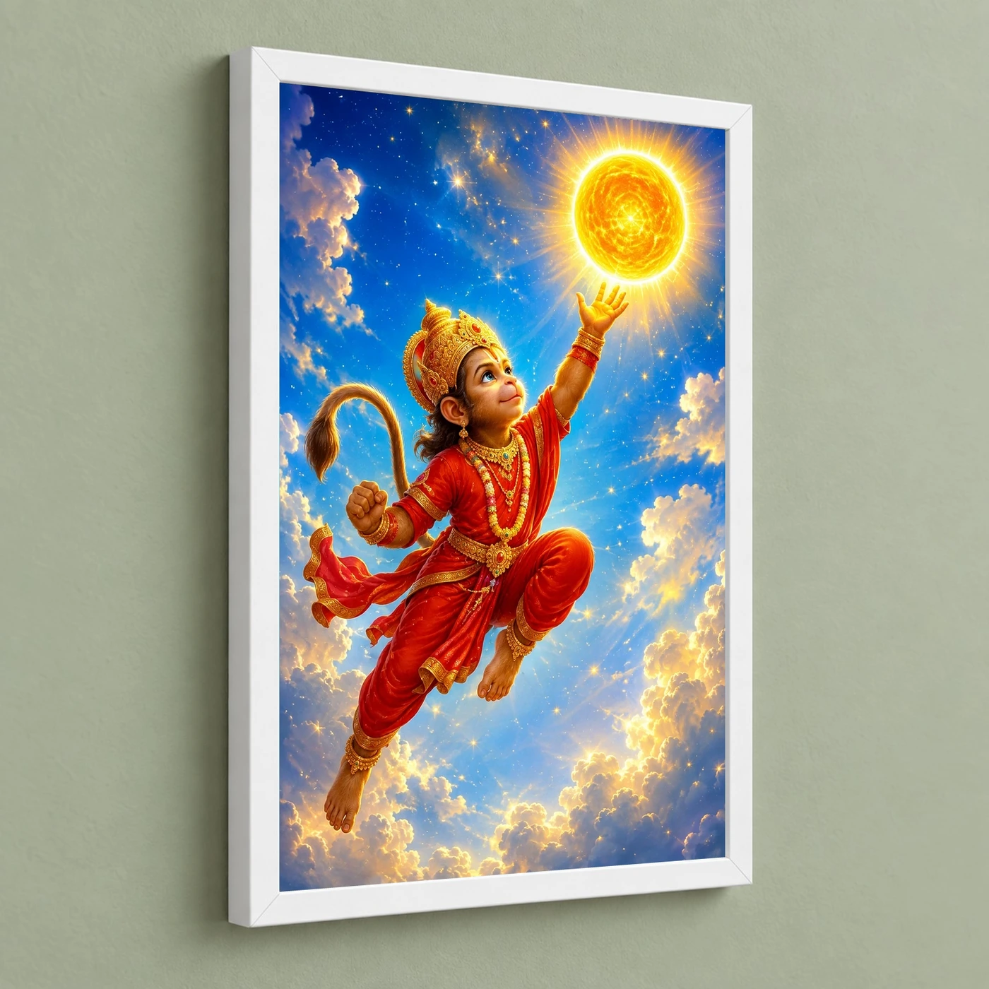 Bal Hanuman — Leaping to the Sun Frame 5 Bal Hanuman — Leaping to the Sun Frame — white frame angled wall