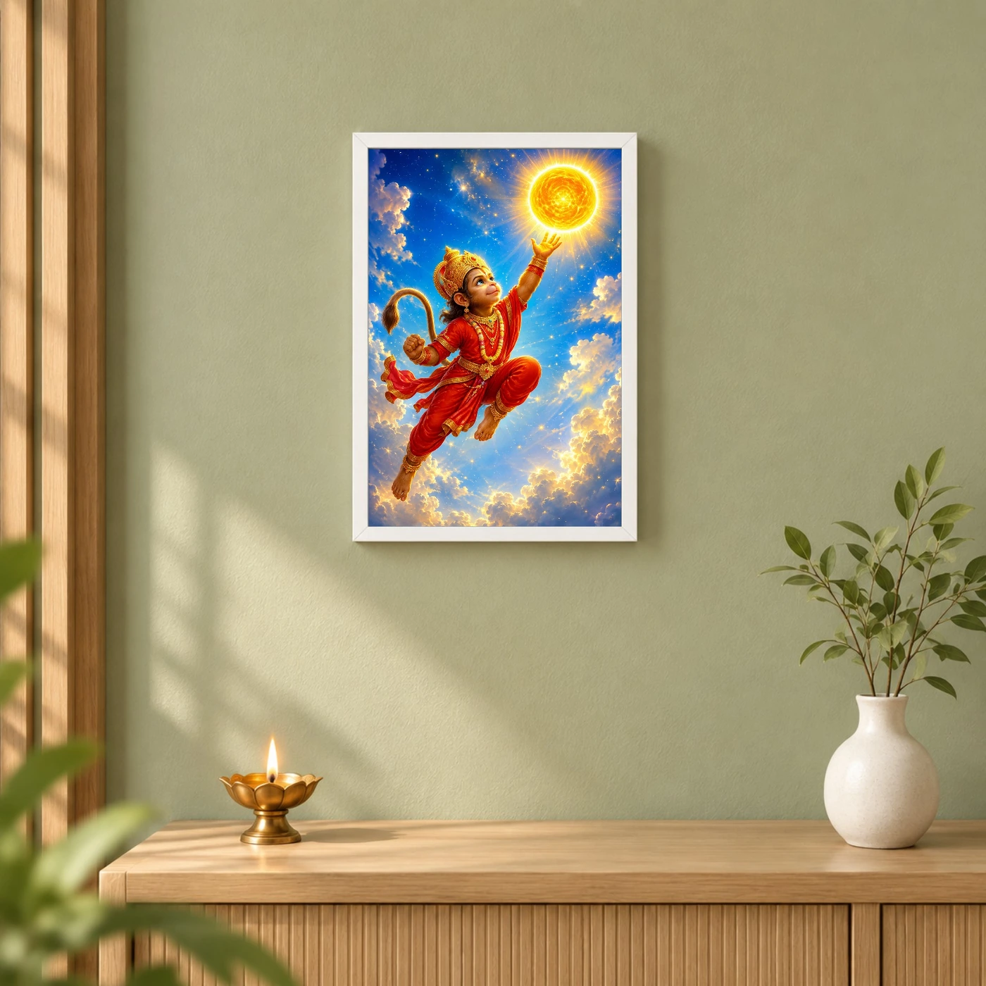 Bal Hanuman — Leaping to the Sun Frame 6 Bal Hanuman — Leaping to the Sun Frame — white frame distant wall