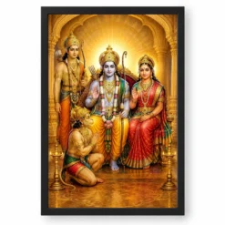 Ram Darbar — Divine Family Blessings Frame — black frame clean