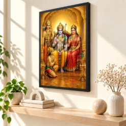 Ram Darbar — Divine Family Blessings Frame — black frame console