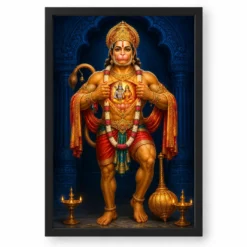 Hanuman — Ram Sita in Heart Frame — black frame clean