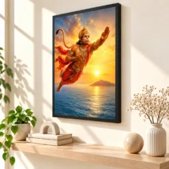 Flying Hanuman — Ocean Crossing Frame — black frame console