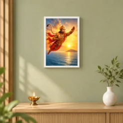 Flying Hanuman — Ocean Crossing Frame 14 Flying Hanuman — Ocean Crossing Frame — white frame distant wall