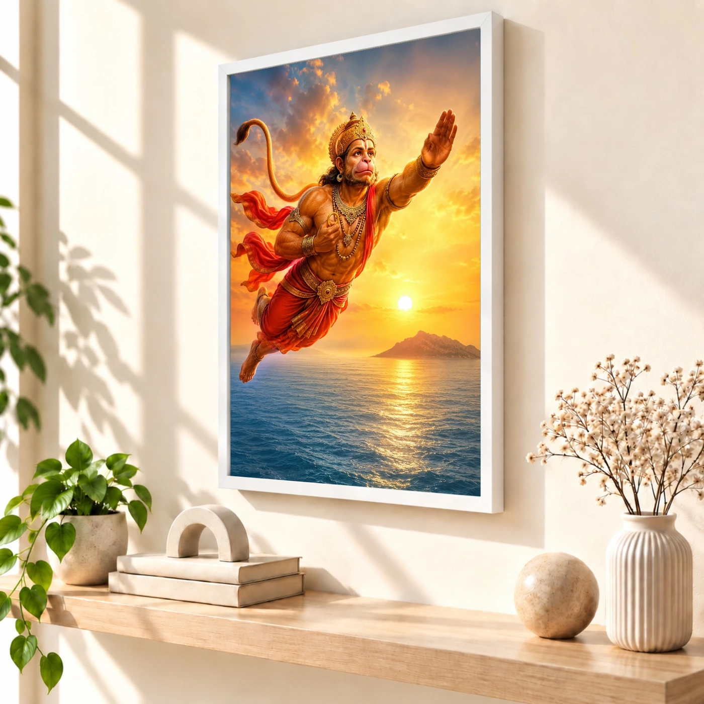 Flying Hanuman — Ocean Crossing Frame 57 Flying Hanuman — Ocean Crossing Frame — white frame