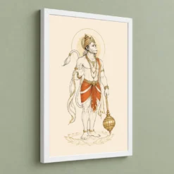 Hanuman — Modern Minimalist Ivory Frame — white frame angled wall