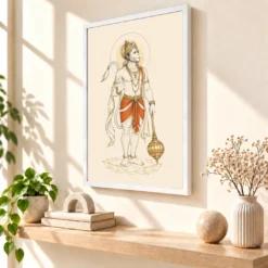 Hanuman — Modern Minimalist Ivory Frame — white frame warm console