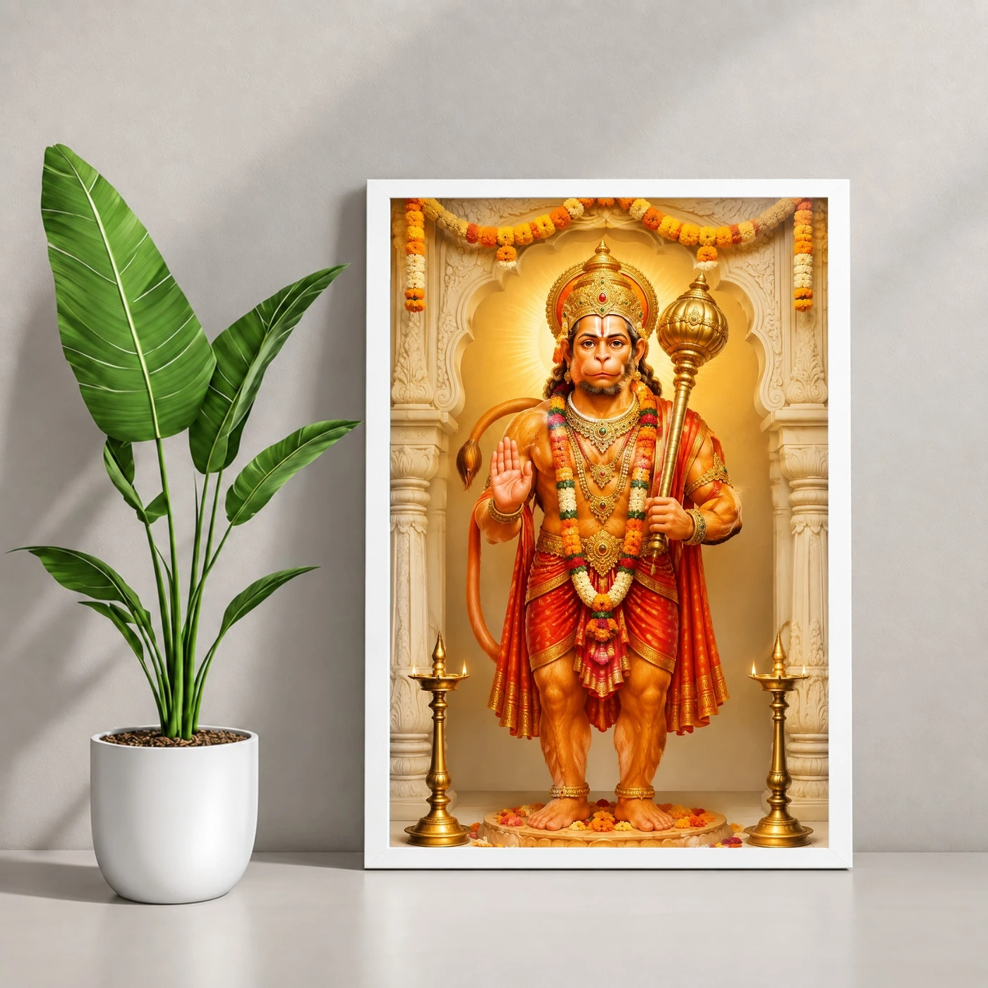 Hanuman Ji — Hanuman Jayanti Temple Frame 4 Hanuman Ji — Hanuman Jayanti Temple Frame — white frame console
