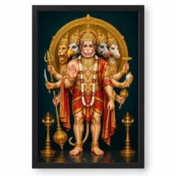 Panchmukhi Hanuman — Vastu Entrance Frame — black frame clean