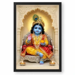 Laddu Gopal — Divine Blessings Frame — black frame clean