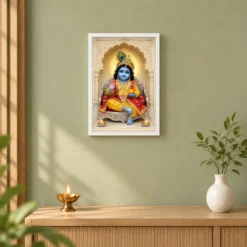 Laddu Gopal — Divine Blessings Frame 14 Laddu Gopal — Divine Blessings Frame — white frame distant wall