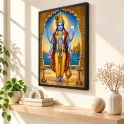 Dwarkadhish — Royal Darshan Frame — black frame console
