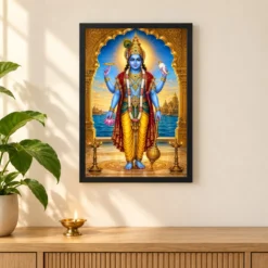 Dwarkadhish — Royal Darshan Frame 11 Dwarkadhish — Royal Darshan Frame — black frame pooja shelf