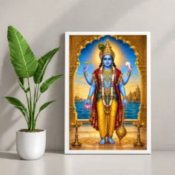 Dwarkadhish — Royal Darshan Frame 12 Dwarkadhish — Royal Darshan Frame — white frame console