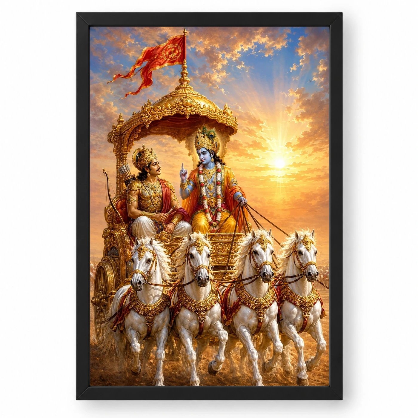 Krishna Arjuna — Bhagavad Gita Updesh Frame 1 Krishna Arjuna — Bhagavad Gita Updesh Frame — black frame clean