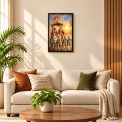 Krishna Arjuna — Bhagavad Gita Updesh Frame 16 Krishna Arjuna — Bhagavad Gita Updesh Frame — black frame sofa