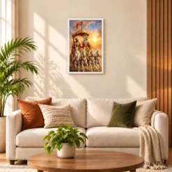 Krishna Arjuna — Bhagavad Gita Updesh Frame 17 Krishna Arjuna — Bhagavad Gita Updesh Frame — white frame sofa