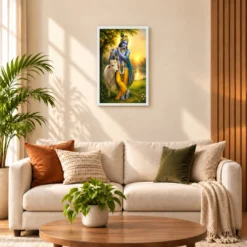 Krishna with Cow — Vrindavan Dawn Frame 17 Krishna with Cow — Vrindavan Dawn Frame — white frame sofa