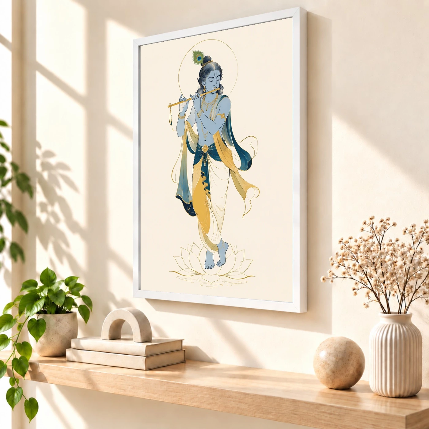 Krishna — Modern Minimalist Ivory Frame 57 Krishna — Modern Minimalist Ivory Frame — white frame