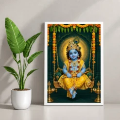 Laddu Gopal — Janmashtami Jhula Frame — white frame console