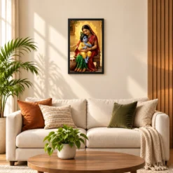 Yashoda with Bal Krishna — Divine Love Frame 16 Yashoda with Bal Krishna — Divine Love Frame — black frame sofa