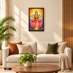 Maa Laxmi — Golden Coins Shower Frame — black frame sofa