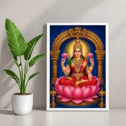 Goddess Lakshmi — Lotus Throne Frame 12 Goddess Lakshmi — Lotus Throne Frame — white frame console