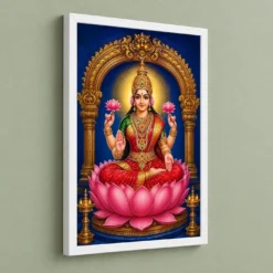 Goddess Lakshmi — Lotus Throne Frame 13 Goddess Lakshmi — Lotus Throne Frame — white frame angled wall