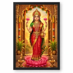 God Lakshmi — Auspicious Entrance Blessings Frame — black frame clean