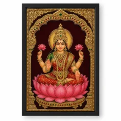 Lakshmi — Tanjore Gold Leaf Traditional Art Frame — black frame clean