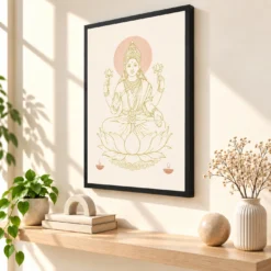 Lakshmi Devi — Modern Minimalist Line Art Frame — black frame console