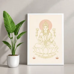 Lakshmi Devi — Modern Minimalist Line Art Frame — white frame console