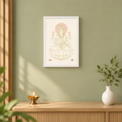 Lakshmi Devi — Modern Minimalist Line Art Frame — white frame distant wall