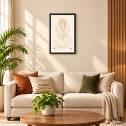 Lakshmi Devi — Modern Minimalist Line Art Frame — black frame sofa