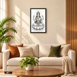 Lakshmi Mata — Monochrome Sketch Art Frame 16 Lakshmi Mata — Monochrome Sketch Art Frame — black frame sofa