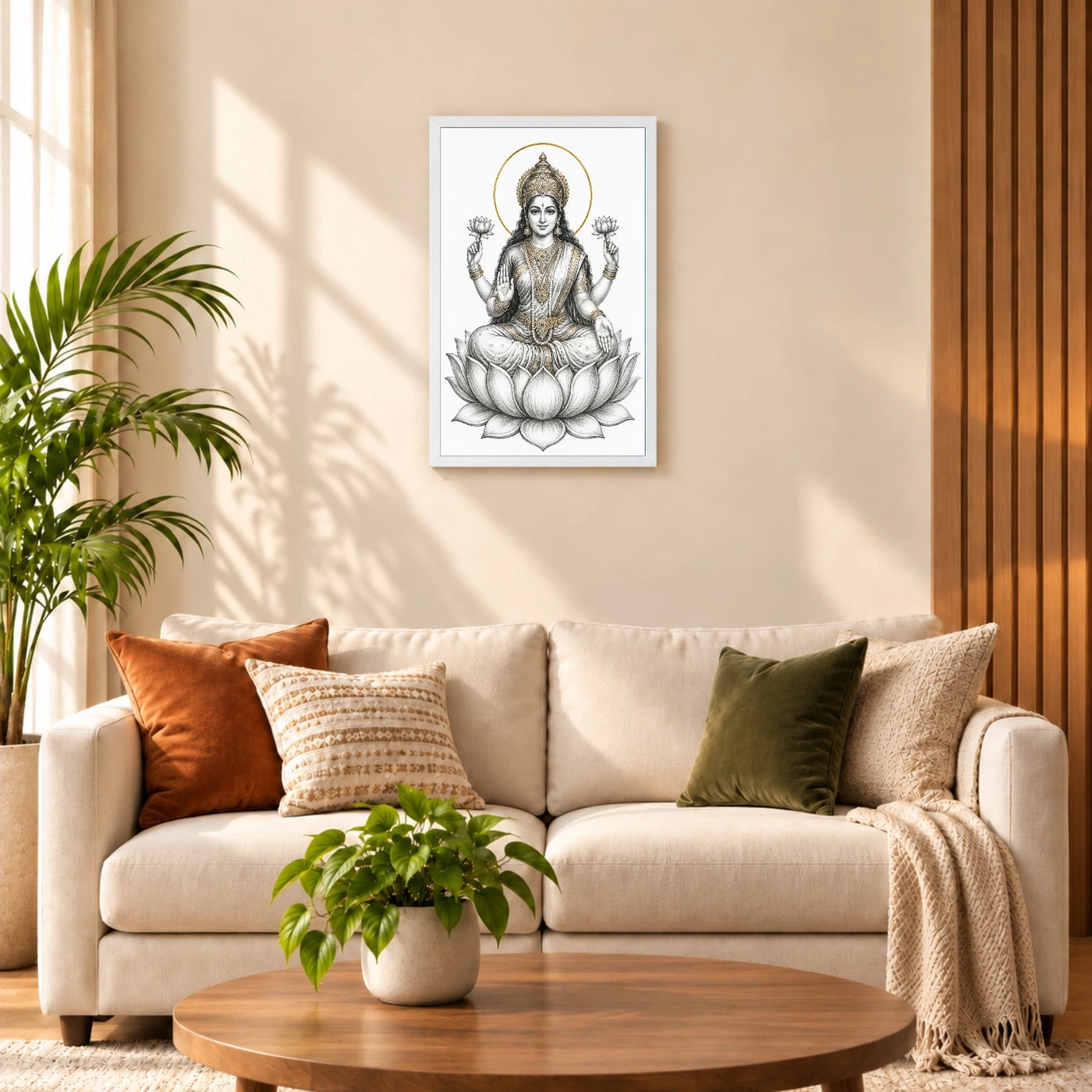 Lakshmi Mata — Monochrome Sketch Art Frame 9 Lakshmi Mata — Monochrome Sketch Art Frame — white frame sofa