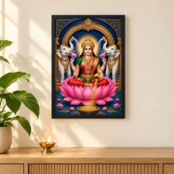 Lakshmi — Large Statement Wall Frame 11 Lakshmi — Large Statement Wall Frame — black frame pooja shelf