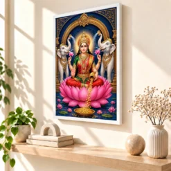 Lakshmi — Large Statement Wall Frame 15 Lakshmi — Large Statement Wall Frame — white frame warm console