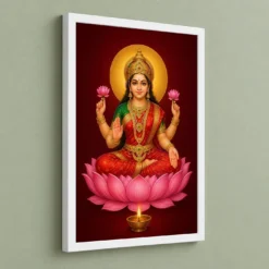 Lakshmi — Pooja Mandir Small Frame — white frame angled wall