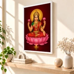 Lakshmi — Pooja Mandir Small Frame — white frame warm console