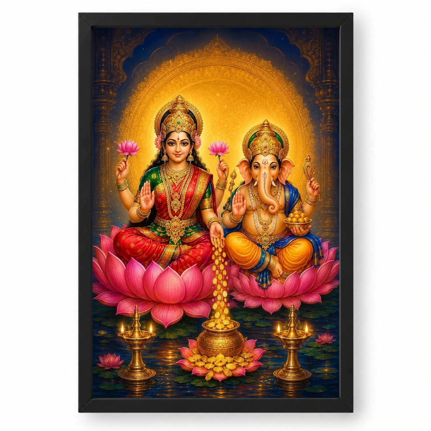 Ganesh Laxmi — Blessings of Fortune Frame 1 Ganesh Laxmi — Blessings of Fortune Frame — black frame clean