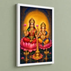 Ganesh Laxmi — Blessings of Fortune Frame 13 Ganesh Laxmi — Blessings of Fortune Frame — white frame angled wall