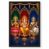 Ganpati Lakshmi Saraswati — Triple Prosperity Frame — black frame clean