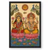 Laxmi Ganesh — Madhubani Folk Art Frame — black frame clean