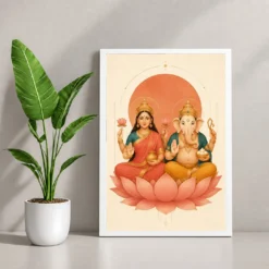 Laxmi Ganesh — Modern Minimalist Frame — white frame console