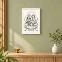 Laxmi Ganesh — Monochrome Sketch Frame — white frame distant wall