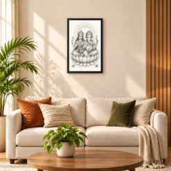 Laxmi Ganesh — Monochrome Sketch Frame — black frame sofa